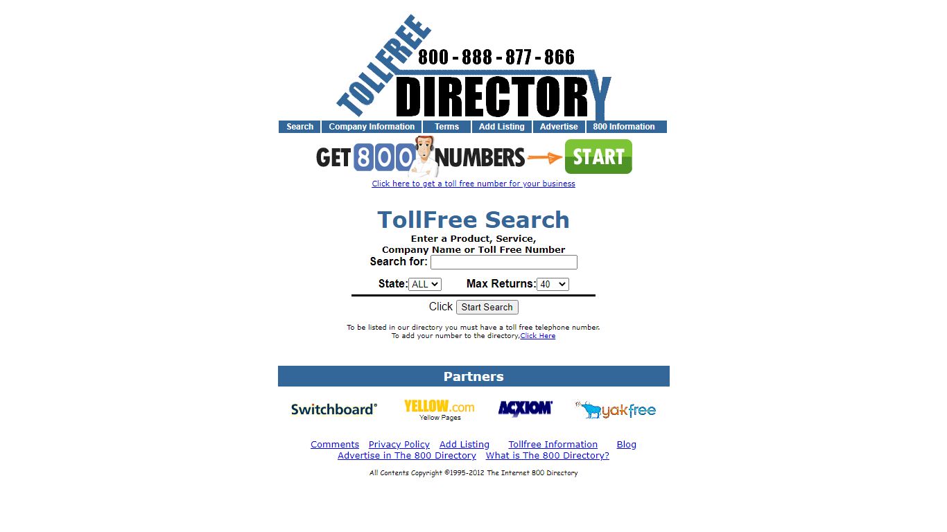 Internet 800 Directory - Directory of free toll free (tollfree ...